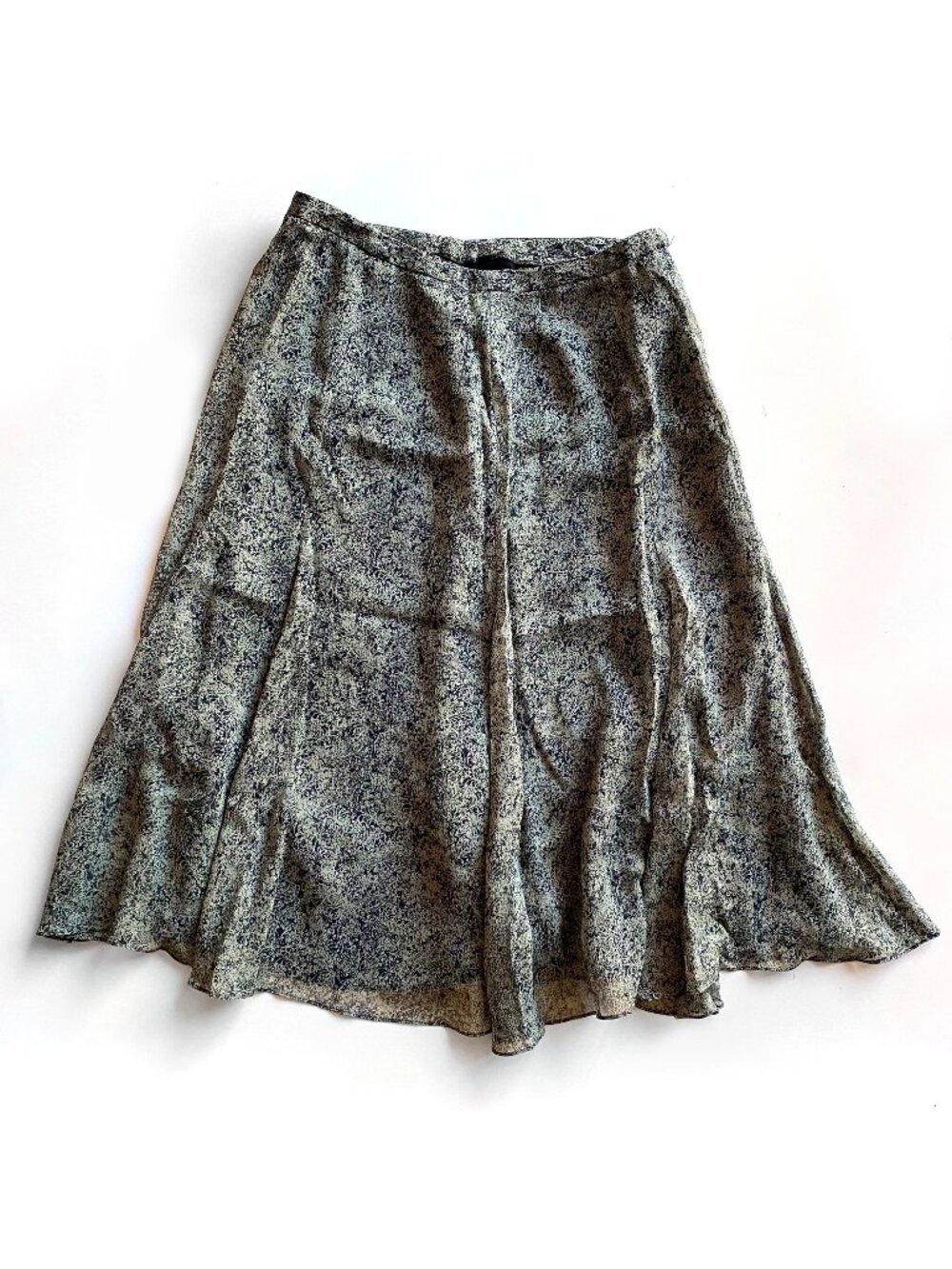 Vtg Y2K 90 Jones New York Size 8 100% Silk Pleated Midi Skirt Geometric Print